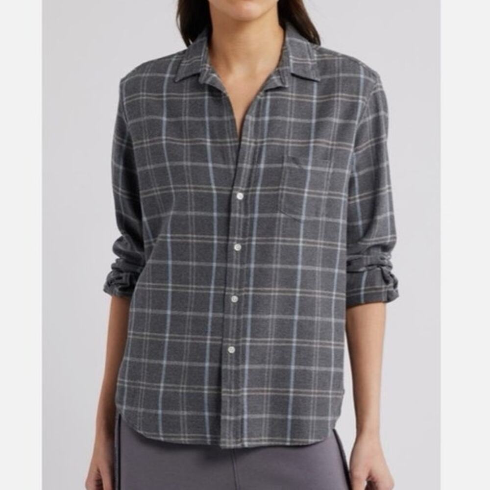 Frank & Eileen Eileen Gray Plaid Flannel Shirt XS Italy Cotton